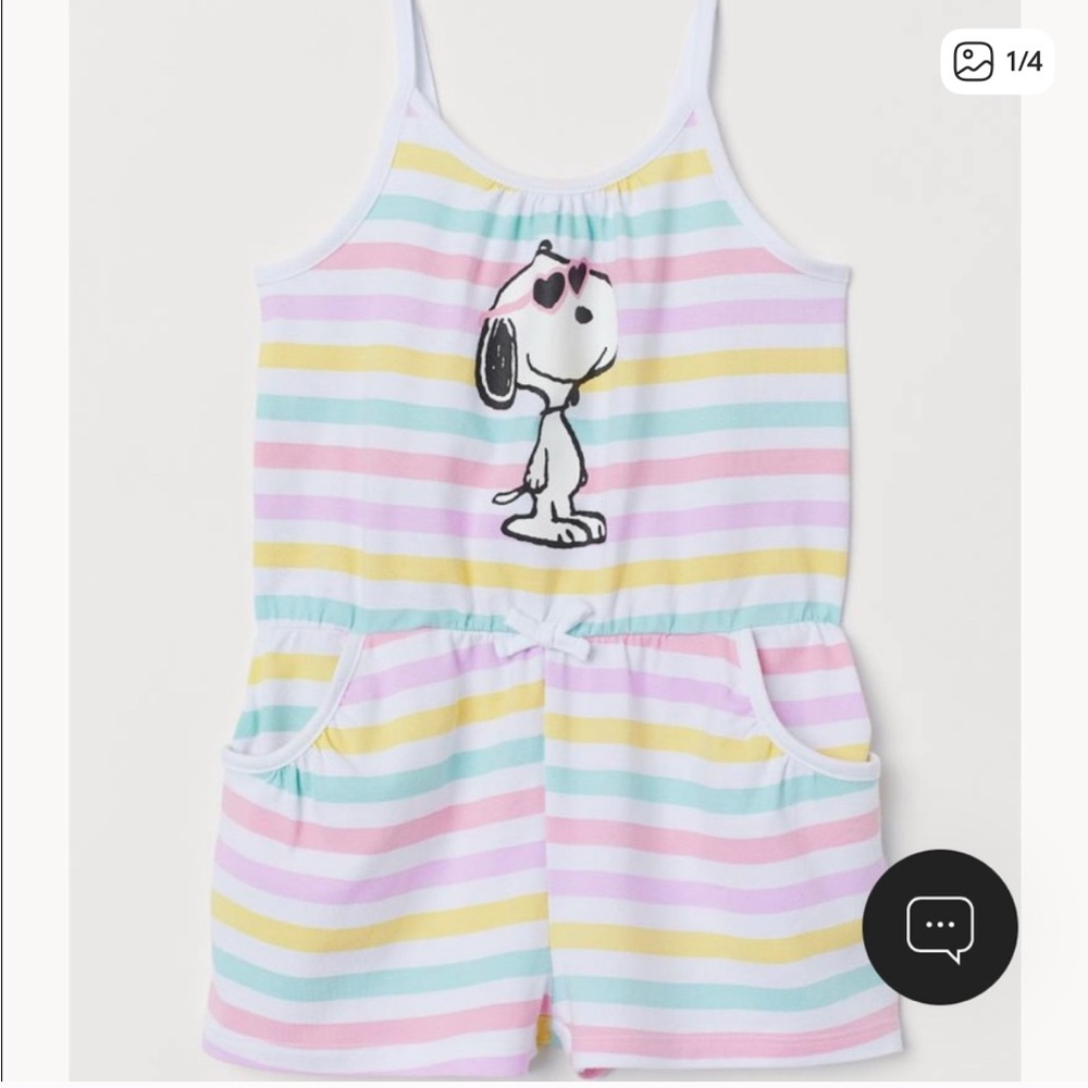 H&M Striped Snoopy Romper 2t - 4t